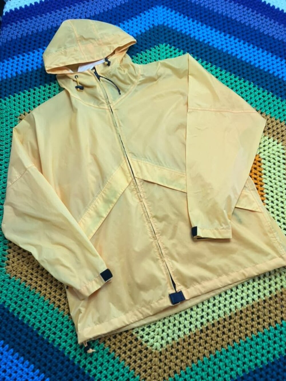 LL Bean Yellow Windbreaker Rain Jacket Slicker L
